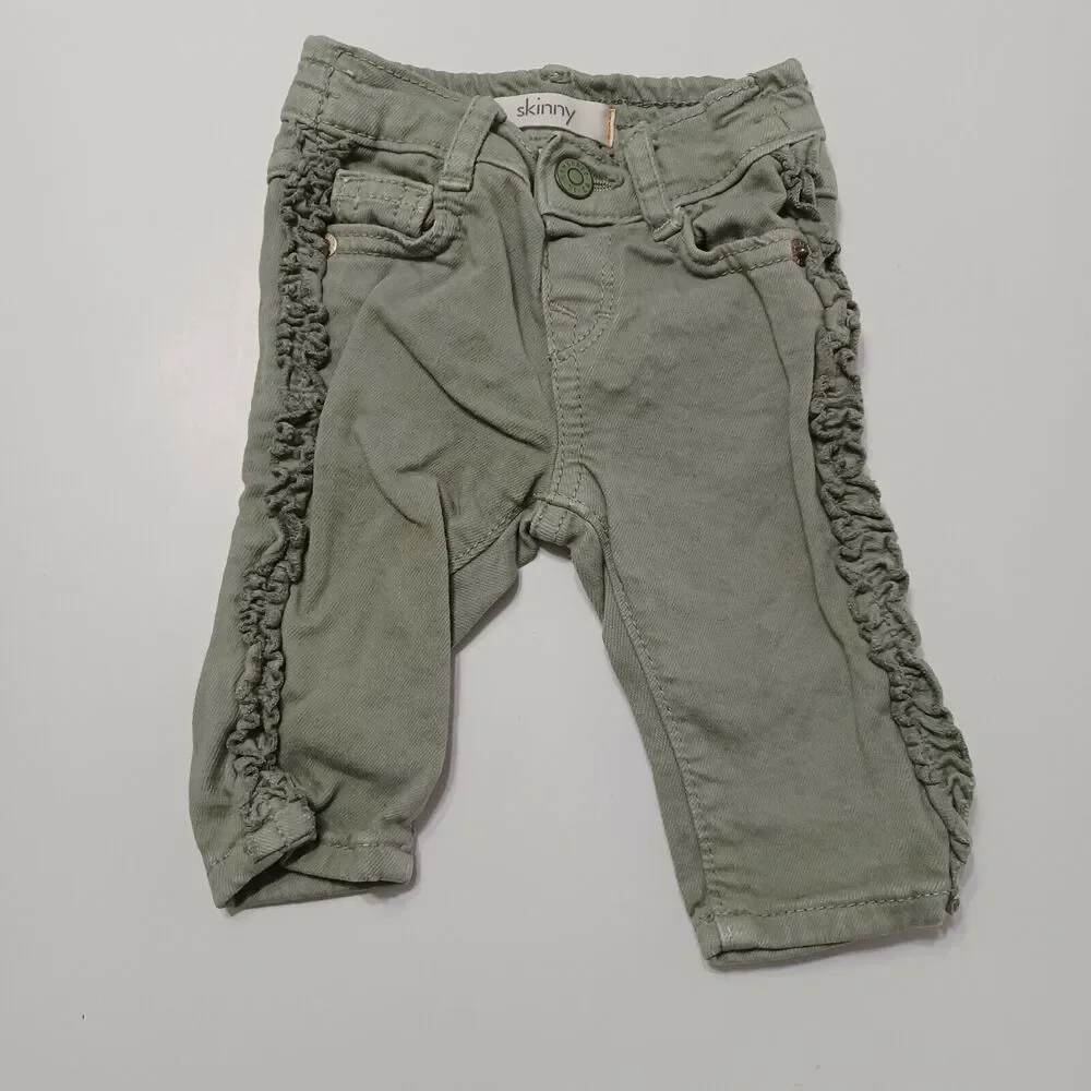Gymboree Baby Toddler Girls 0-3M Skinny Leg Jeans Green Stretch Pockets Denim‎